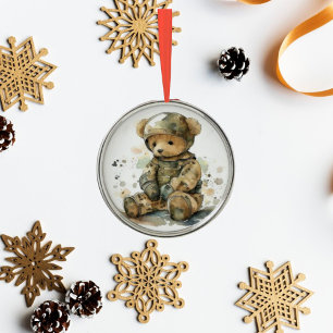 Teddy Bear Soldier Christmas Ornament