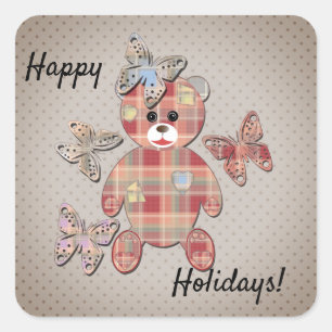 Teddy bear square sticker