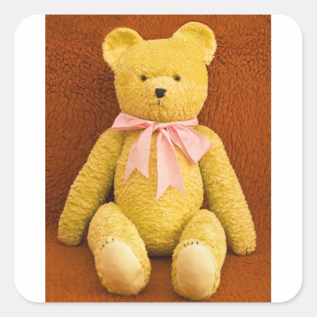 teddy bear square sticker (Front)