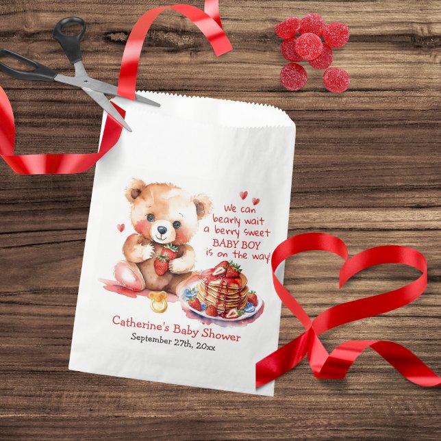 Teddy Bear Strawberry Pancake Brunch Baby Shower  Favour Bags (Creator Uploaded)