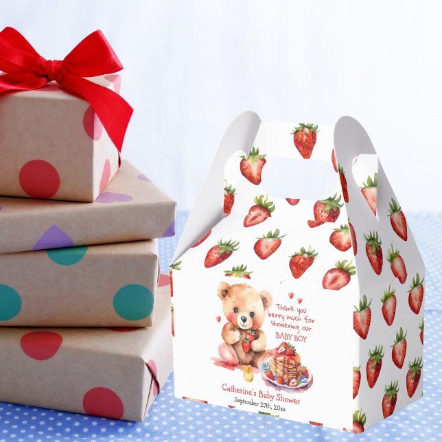 Teddy Bear Strawberry Pancake Brunch Baby Shower  Favour Box (Creator Uploaded)