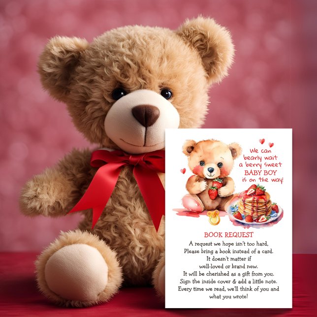 Teddy Bear Strawberry Pancake Brunch Book Request Enclosure Card (Creator Uploaded)
