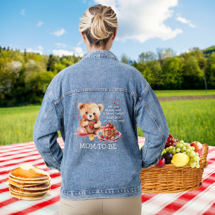 Teddy Bear Strawberry Pancake Brunch Mum-To-Be Denim Jacket