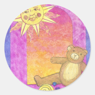 Teddy Bear Sun Set Classic Round Sticker