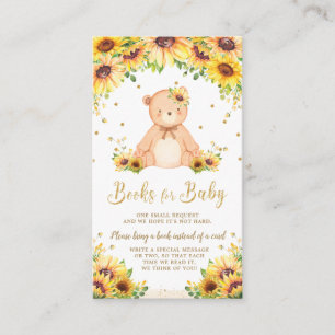 Teddy Bear Sunflower Baby Shower Bring a Book Enclosure Card