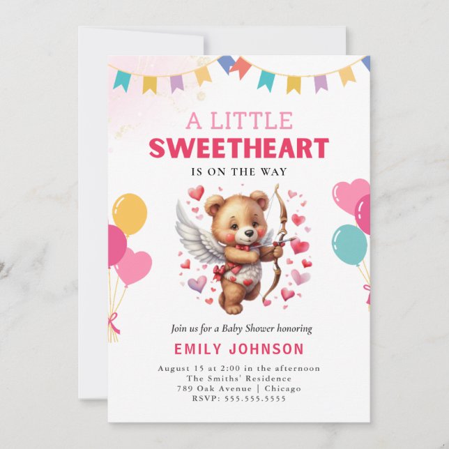 Teddy Bear Sweetheart Baby Shower Invitation (Front)
