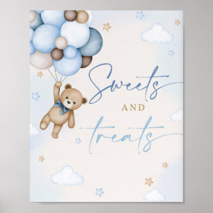 Teddy Bear Table Sign Sweets and Treats Boy 1st 