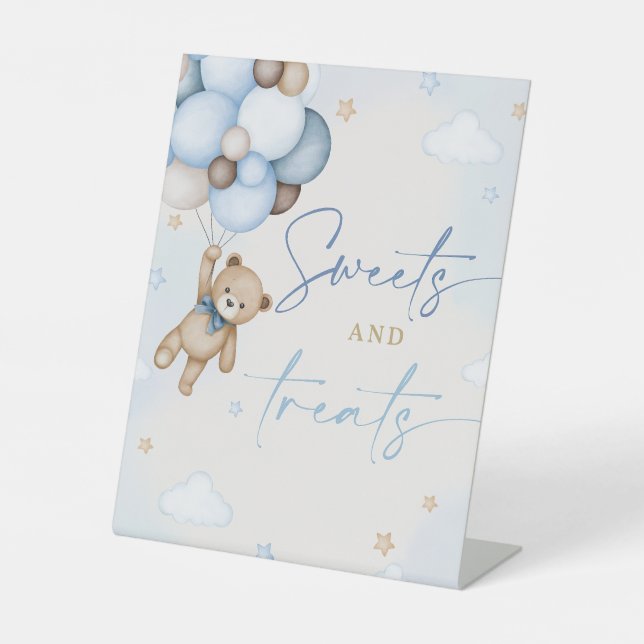 Teddy Bear Table Sign Sweets and Treats Boy 1st  (Front)