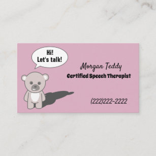 Teddy Bear Talking Print Cute Speech Therapy Business Card