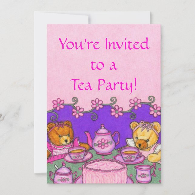 Teddy Bear Tea Party Invitation Cards (Front)