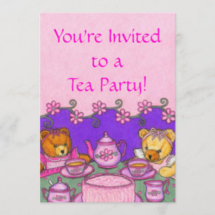 Teddy Bear Tea Party Invitation Cards