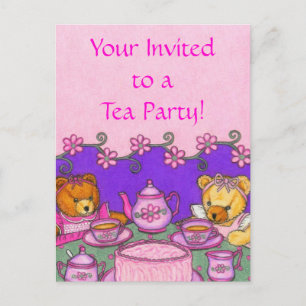 Teddy Bear Tea Party ~ Postcard Invitation