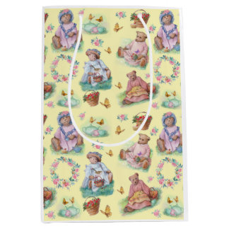 Teddy Bear Tea Time Yellow Medium Gift Bag