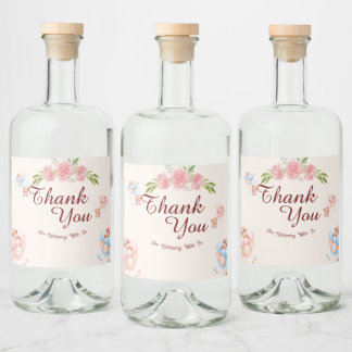 Teddy Bear Thank You Baby Show Water Bottle Label