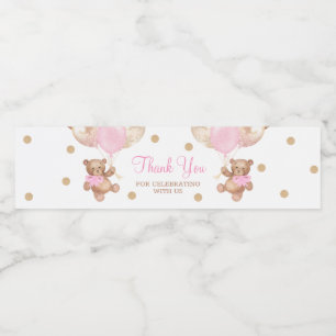 Teddy Bear Thank You Baby Show  Water Bottle Label
