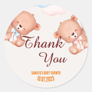 Teddy Bear Thank You Baby Shower Classic Round Sticker