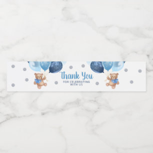 Teddy Bear Thank You Baby Shower Water Bottle Label