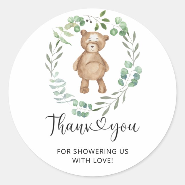 Teddy Bear thank you  Classic Round Sticker (Front)