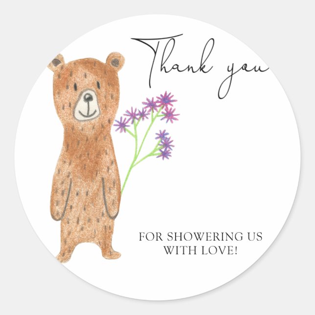 Teddy bear thank you classic round sticker (Front)