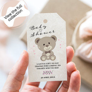 Teddy Bear Theme Baby Shower (Girls Pink)  Gift Ta Tags