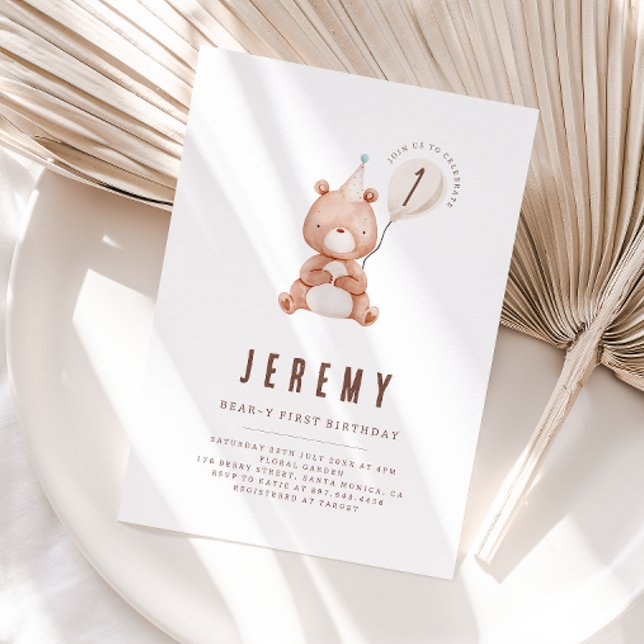 Teddy Bear Theme Neutral 1st Birthday Party  Invitation (Creator Uploaded)