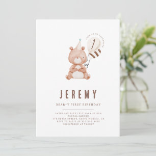 Teddy Bear Theme Neutral 1st Birthday Party  Invitation
