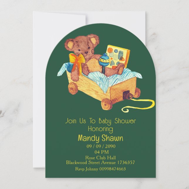 Teddy Bear themed Baby Shower Invitation (Front)