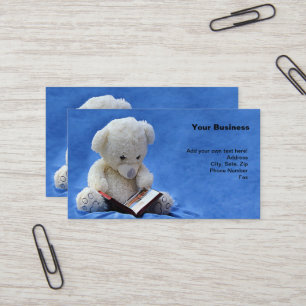 Teddy Bear Time to Read Blue Stuffed Animal, ZKOA Business Card