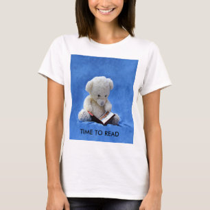 Teddy Bear Time to Read Blue Stuffed Animal, ZKOA T-Shirt