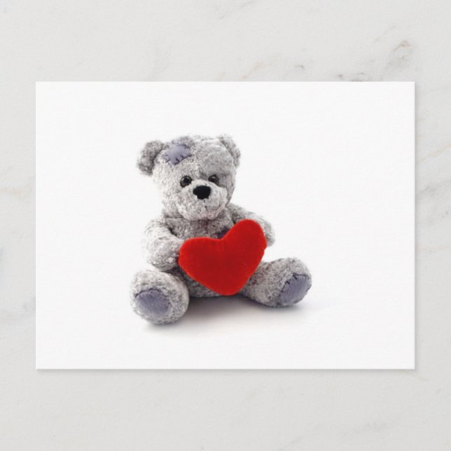 Teddy Bear Toy Holding A Heart On White Background Postcard (Front)