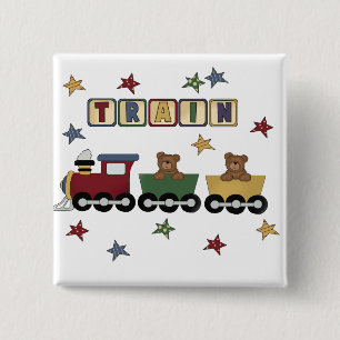 Teddy Bear Train Tshirts and Gifts 15 Cm Square Badge