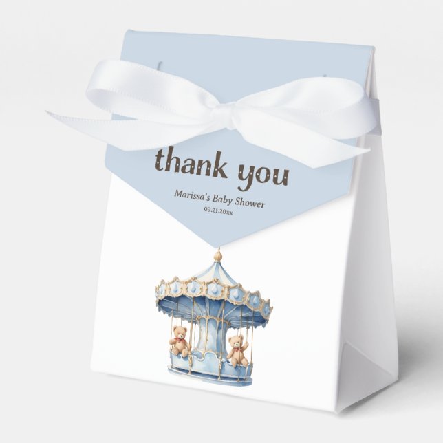 Teddy Bear Twin Boys Baby Shower Favour Box (Front Side)