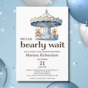 Teddy Bear Twin Boys Baby Shower Invitation