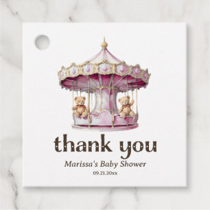 Teddy Bear Twin Girl Baby Shower Favour Tags