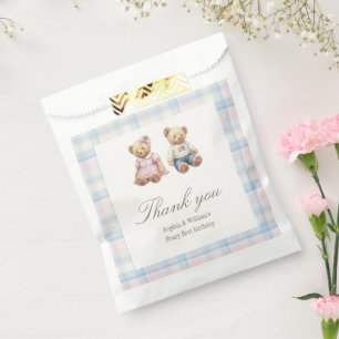 Teddy bear Twins Beary First Birthday Favor Bags