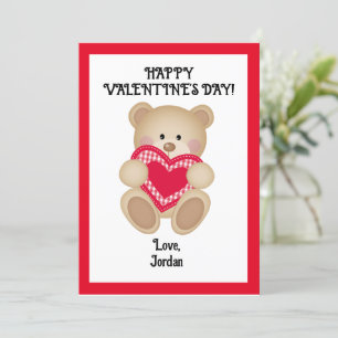Teddy Bear Valentine Card - Personalised Cute Gift