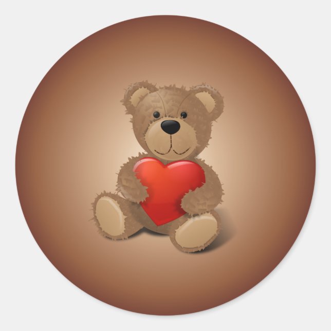 Teddy Bear Valentine Classic Round Sticker (Front)