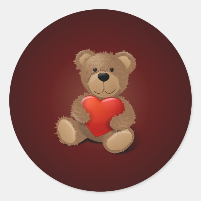 Teddy Bear Valentine Classic Round Sticker (Front)