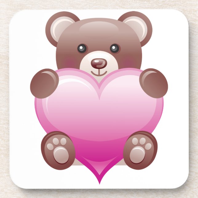 Teddy Bear Valentine Heart Coaster (Front)
