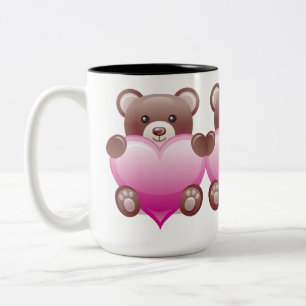 Teddy Bear Valentine Heart Two-Tone Coffee Mug