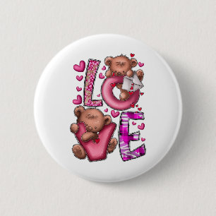 Teddy Bear Valentine Love Western Valentines Day 6 Cm Round Badge