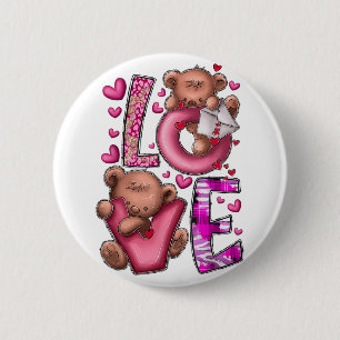 Teddy Bear Valentine Love Western Valentines Day 6 Cm Round Badge