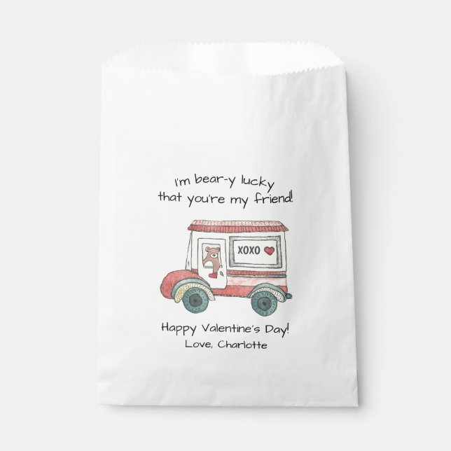 Teddy Bear Valentine Mail Truck Favour Bags (Front)
