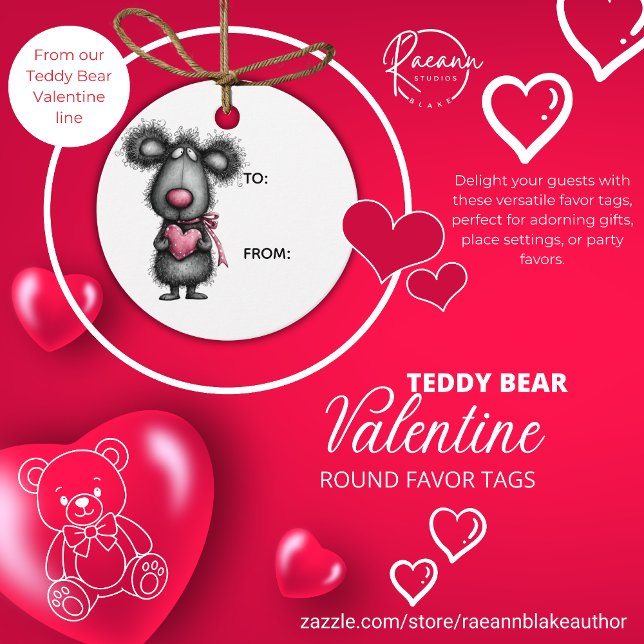 Teddy Bear Valentine Round Favour Tags (Creator Uploaded)
