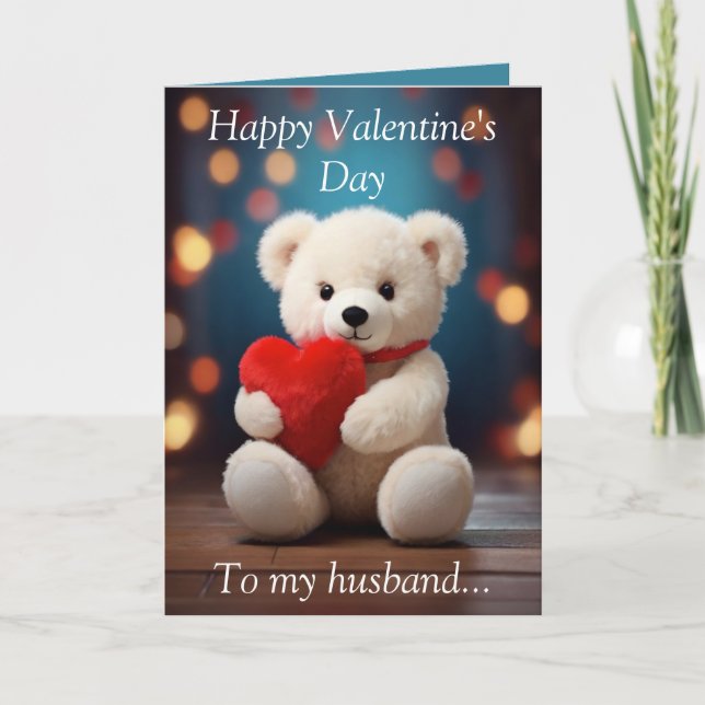 Teddy Bear Valentine's Card for Husband (Front)