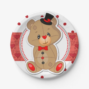 Teddy Bear Valentines Cutie Sweetheart Party Paper Plate