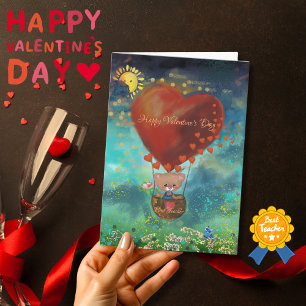 Teddy Bear Valentines Day Card Best Teacher