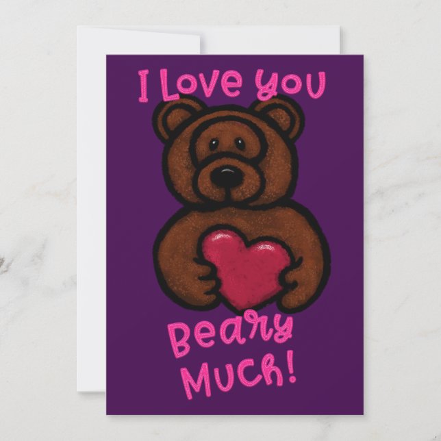 Teddy Bear Valentine's Day  Holiday Card (Front)