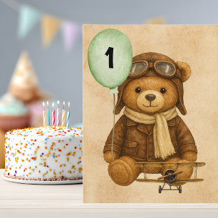 Teddy Bear Vintage Aeroplane Cute Whimsical Custom Postcard