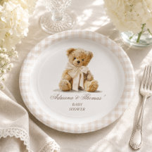 Teddy Bear Vintage Beige Baby Shower